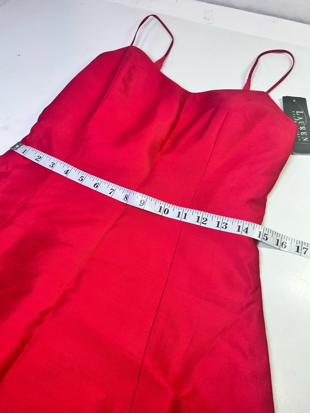 NWT Vintage Lauren Ralph Lauren Red Silk Formal Evening Gown Prom Dress Size 8 - Picture 16 of 16